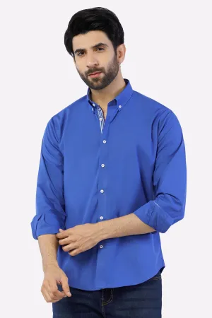 Royal Blue Plain Casual Shirt