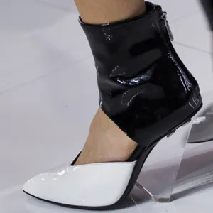 Sexy Point Toe Cutout Color Block High Heel Sandals