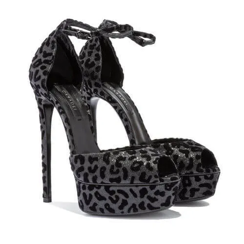 Sexy Suede Leopard Platform High Heel Sandals
