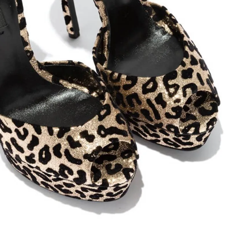 Sexy Suede Leopard Platform High Heel Sandals