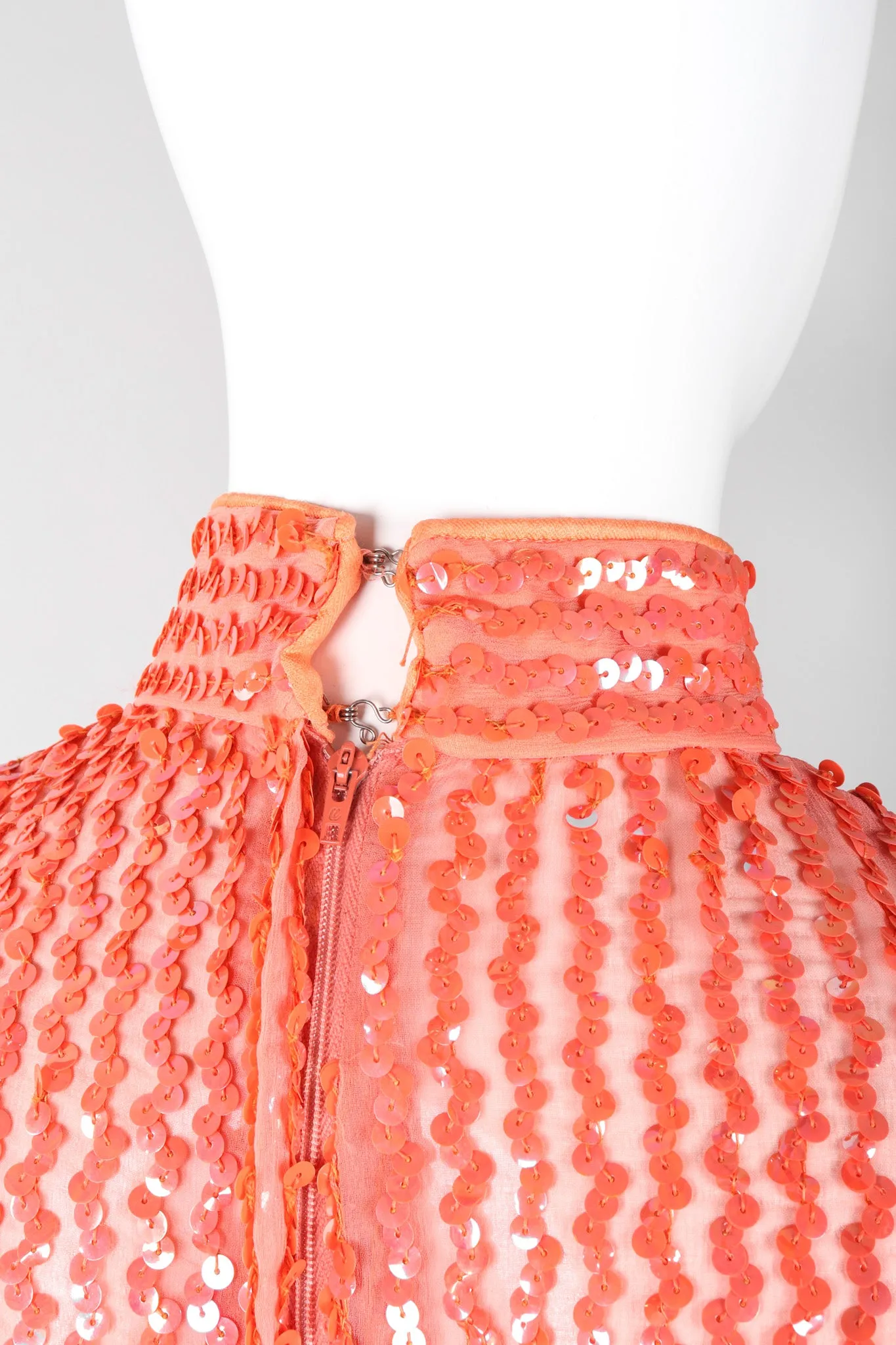 Sheer Sequined High Neck Gown
