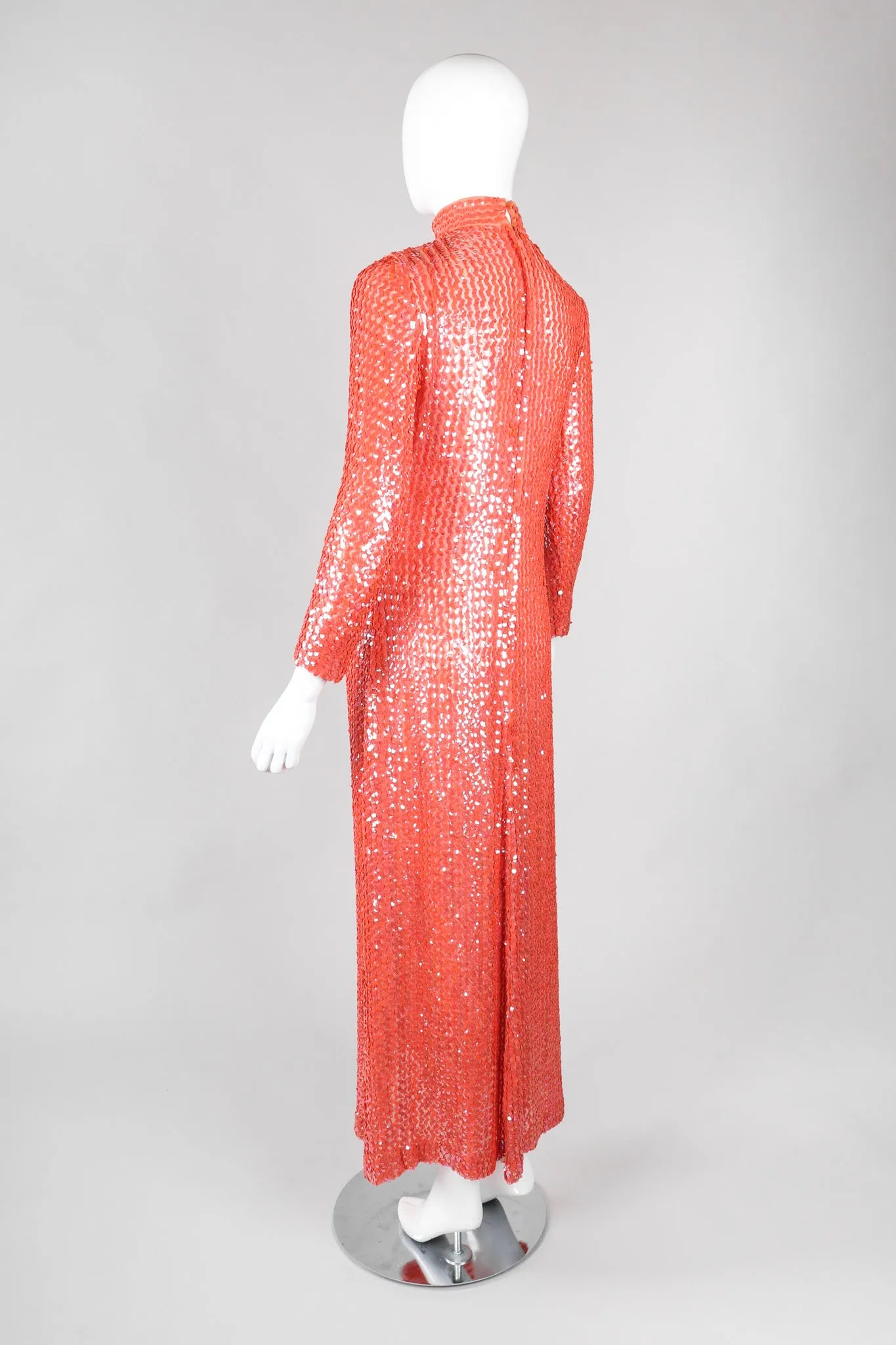 Sheer Sequined High Neck Gown
