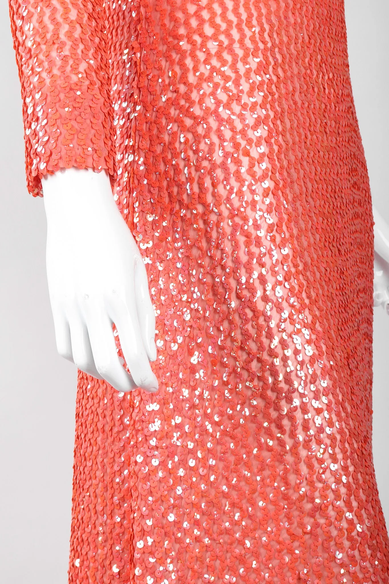 Sheer Sequined High Neck Gown