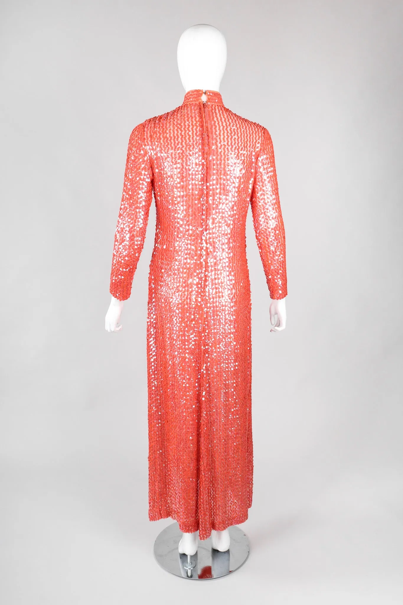 Sheer Sequined High Neck Gown