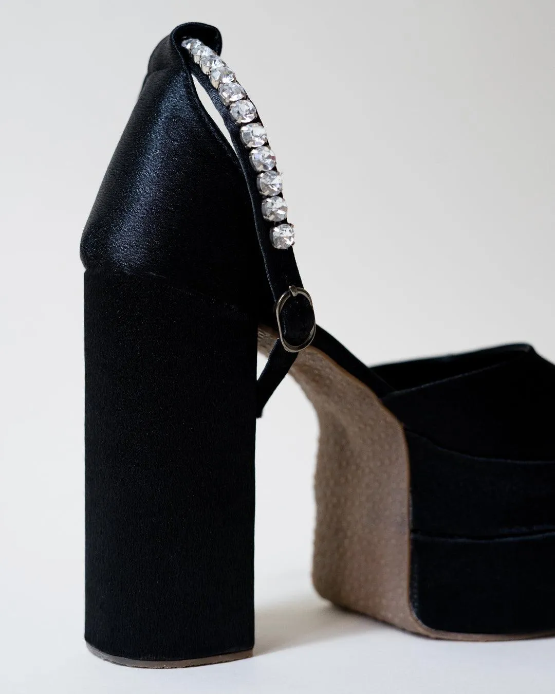 Showstopper Vibe Classy Black Rhinestone Platform Heels Footwear
