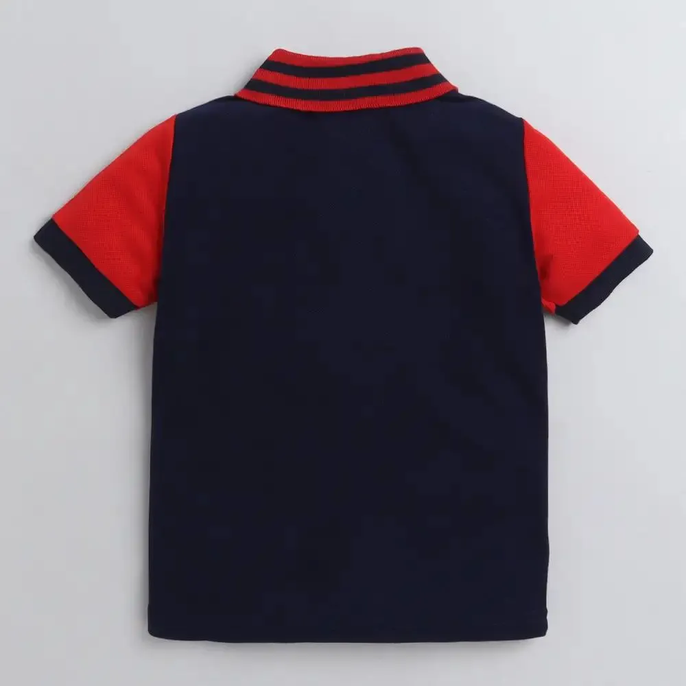 Solid Polo Collar Tshirt - Navy
