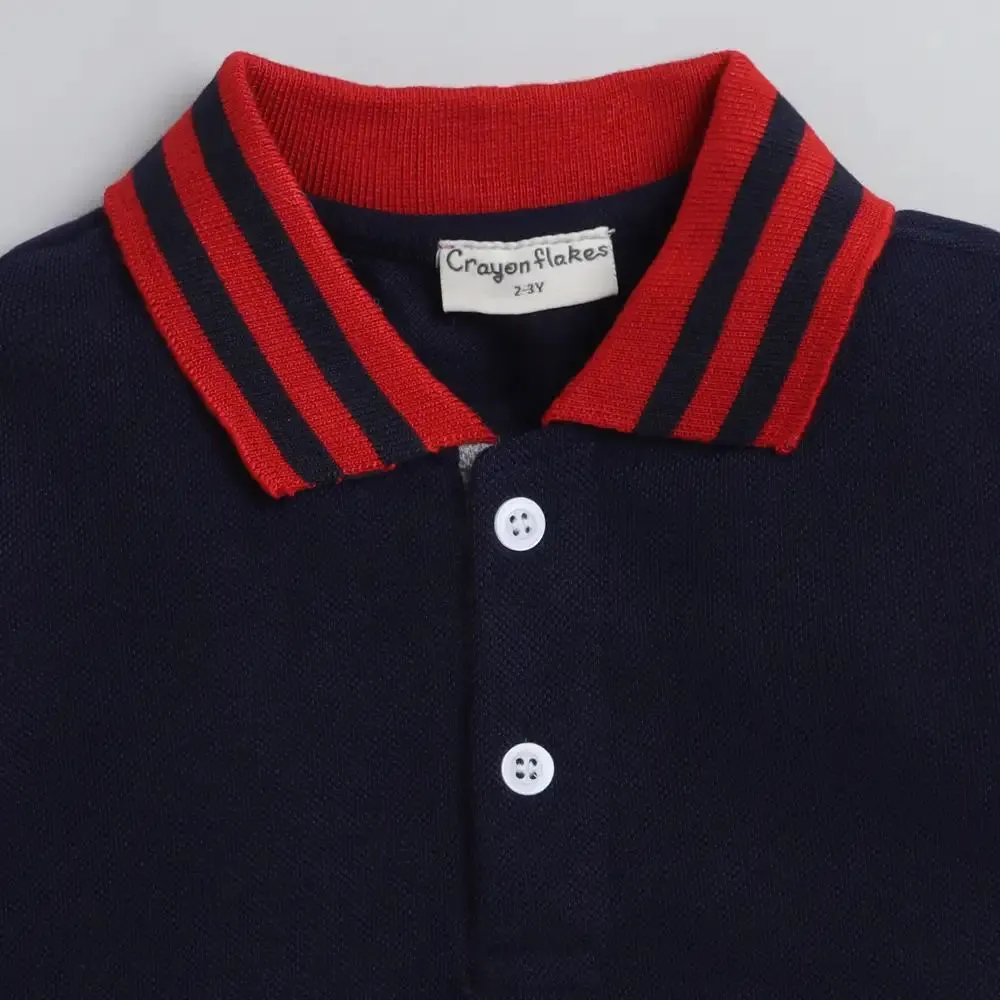 Solid Polo Collar Tshirt - Navy