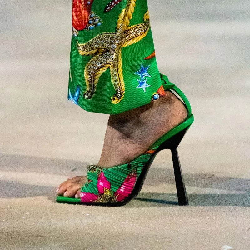 Square Head Open Toe Fashion Special-Shaped High-Heeled Sandals