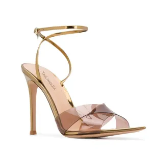 Summer Brown PVC Point Toe Buckle High Heel Sandals