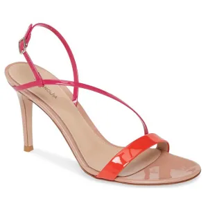 Summer Patent Leather Color Block High Heel Sandals