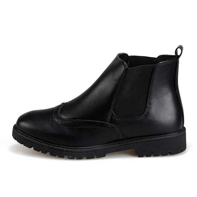 Walking Flats Leather Boots