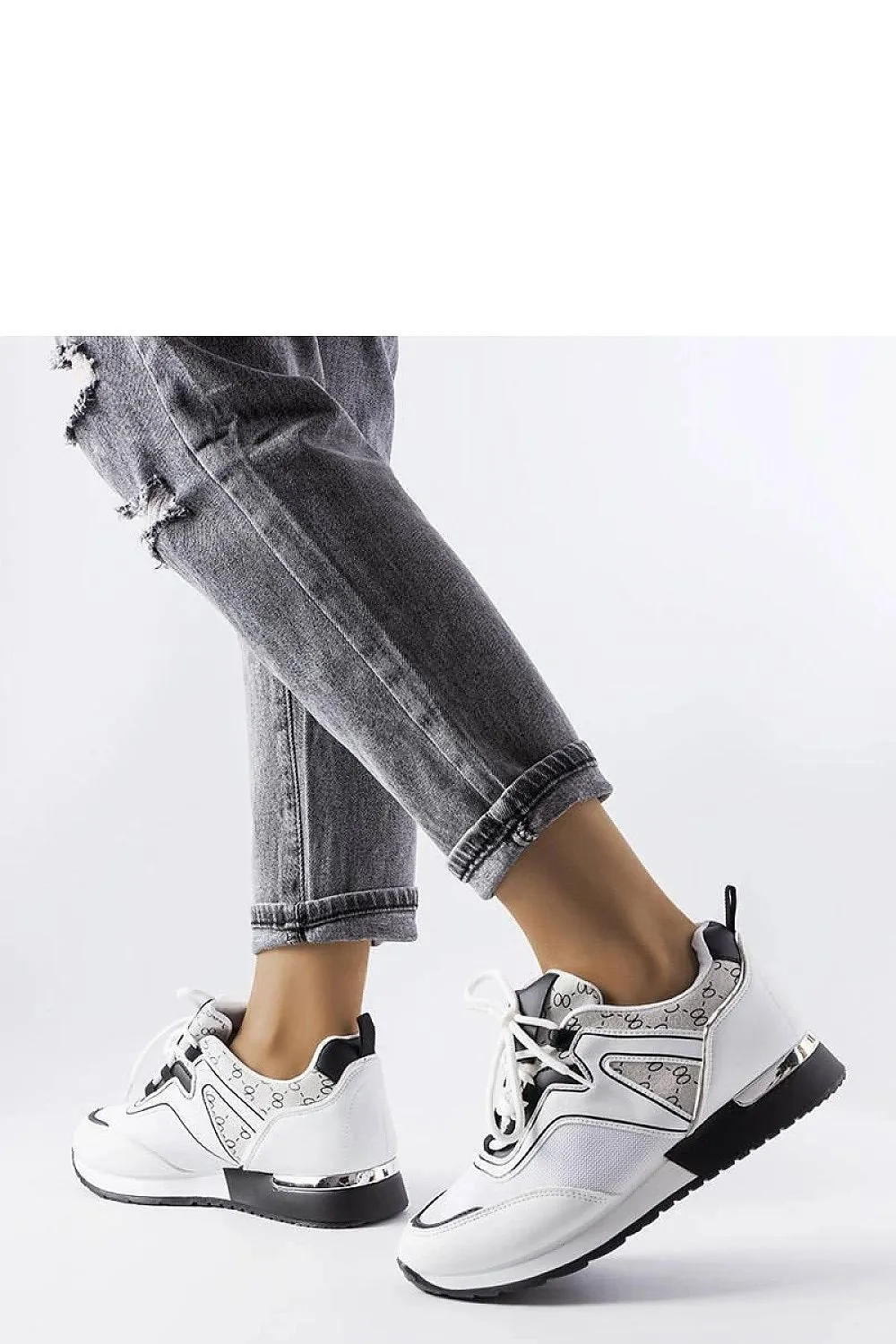 White lace-up sneakers
